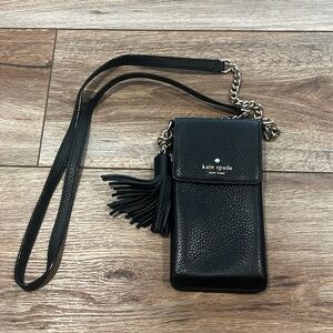 Kate Spade Black Crossbody Phone / Card Holder With A Tassle